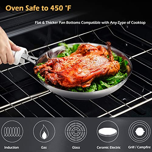 Anyfish Stainless Steel Cookware Pots And Pans Set For All Stoves Oven Dishwasher Safe, 16 Pieces With Saucepan, Skillet, Stockpot, Saute Pan, Steamer And Utensils #TOP4