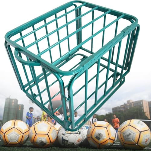 Rolling Sports Equipment Organizer Cart with Lockable Lid - Basketball & Exercise Ball Storage for Gym, School, Club - Durable Indoor/Outdoor Use - 80x60x70cm Green