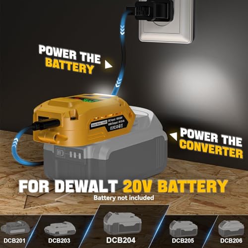 Image of Ecarke 2-in-1 Battery Charger & Power Inverter Compatible with DeWALT 20V Battery, 100W USB-A Output & USB-B Input /Output, for Travel Emergency Use (No Battery)