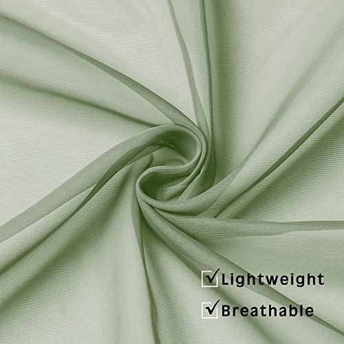 Image of OWENIE Sage Sheer Kitchen Valance for Windows Set of 2, Short Modern Rod Pocket Voile Valance Curtain Window Treatment Decor for Living Room Bathroom Cafe Laundry Basement, 42 inch W x 14 inch L
