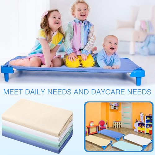 Image of Macarrie 20 Pcs Cot Sheets for Daycare Bulk - 23 inch x 51 inch, Standard Pure Cotton Soft Breathable Fitted Crib Sheet for Child Boys Girls Daycare Essential for Toddler Preschool(Multiple Colors,Cute Style)
