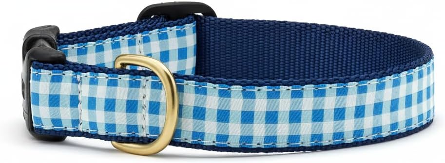 Up Country Bug-C-Xs Blue Gingham Dog Collar Xs Narrow (5/8")
