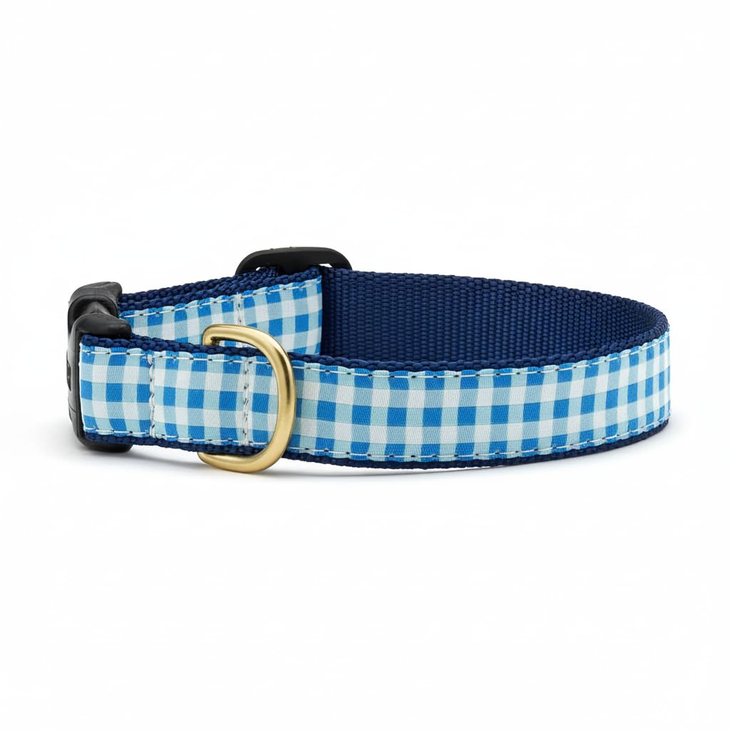 Up Country Bug-C-Xs Blue Gingham Dog Collar Xs Narrow (5/8")