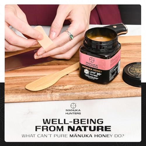 Image of Manuka Honey UMF 20+ (MGO 830+) 250g (Pack of 2) | High MGO & UMF Certified | 100% Pure Raw Unprocessed New Zealand Mānuka Honey With Free Wooden Dipper & 15g Multiflora Spoon Pack