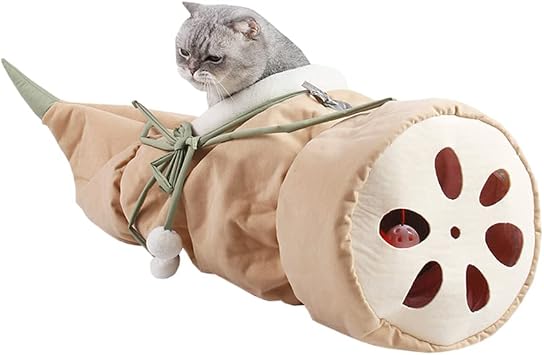 Creative Lotus Roots Shape Cat Tunnel Novelty Cat Beds Hangable and Washable White Entrance
