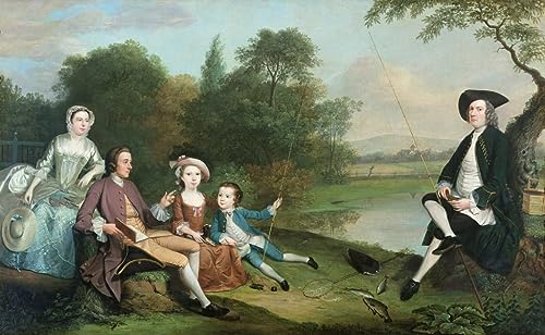 Affiche Impression d'art Arthur Devis Tableau une famille de pêcheurs Toile 60x90cm