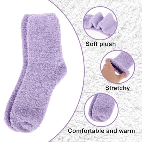 Psyqtsuary 3 Paar Kuschelsocken Damen Furry Warme Socken Damen Fluffy Mehrfarbig Thermosocken Hohe Elastizität Weihnachtssocken Schlafsocken Dicke Socken für Weihnachten Winter
