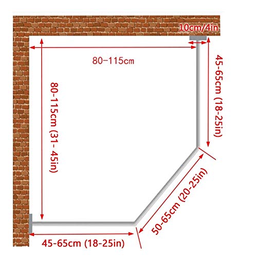 Eeuk Curved Shower Rod Diamond Shaped Curtain Rail, Bathroom Bathtub Corner Shower Curtain Rod Rack 304 Stainless Steel Wall Mounted Install Drill Free For Clothing Storeblack #TOP3