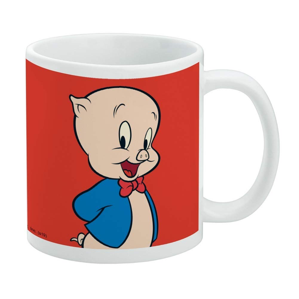 Looney Tunes Porky Pig Ceramic Coffee Mug, Novelty Gift Mugs for Coffee, Tea and Hot Drinks, 11oz, White