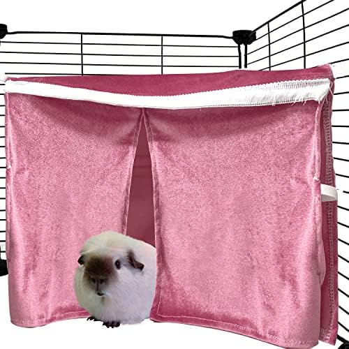 FULUE Guinea Pig Corner Hideout Fleece, Cage Decorations for Guinea Pigs, Ferrets, Chinchillas, Rats,Rabbit, Bunny & Other Small Animals Without Metal Fences(Pink)
