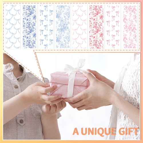 Image of CRASHOT UV DTF Pen Wrap - 40 pcs Bow Pen Wraps, Pink & Blue Bow UV DTF Transfer Stickers, Flower Floral Design Waterproof Uvdtf Wraps, Back to School Personalized DIY Pen
