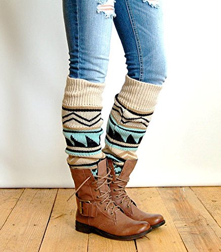 Vigvog Women Boho Knitted Boot Gaiters Long Leg Warmer (Beige) #TOP3