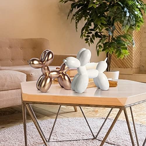 LQKYWNA Balloon Dog Shape Sculpture Ornament, Resin Balloon Dog, Resin Mini Balloon Dog Sculpture Dog Statues for Home Office Decor (White)