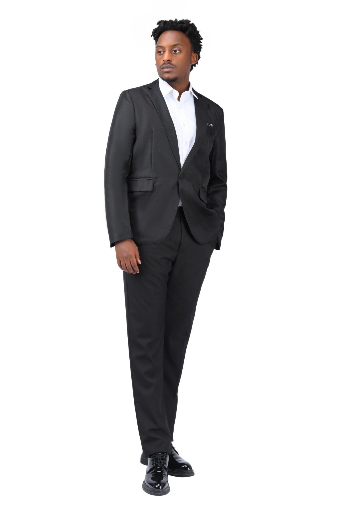 YOUTHUP Blazer Homme Un Bouton à Couleur Unie Slim Fit Décoré Foulard à Bon Marché Veste de Business Elégant