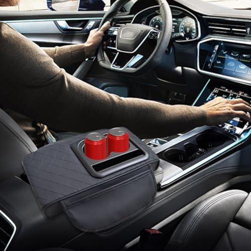 Housse de console de voiture avec porte-gobelet et support téléphone