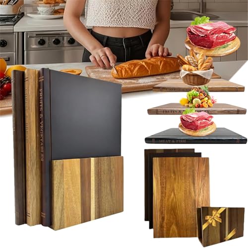 Cutting Board Book Set Planche à Découper En Forme De Livre Planche A Decouper Bois Acacia Cutting Board That Look Like Books Planche à DéCouper En Forme De Livre Pour Cuisine (SETS, 4 SETS)