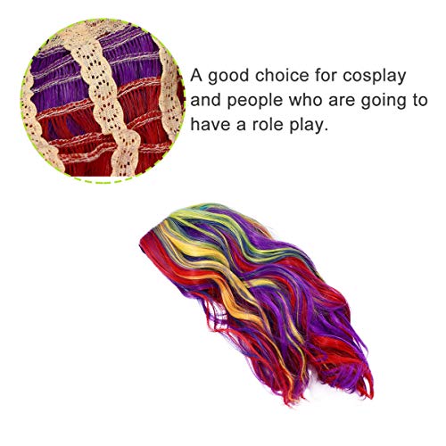 PIXNOR Peruca Longa Ondulada Feminina Peruca Loira Encaracolada Arco-Ãris Peruca Multi Colorida Peru
