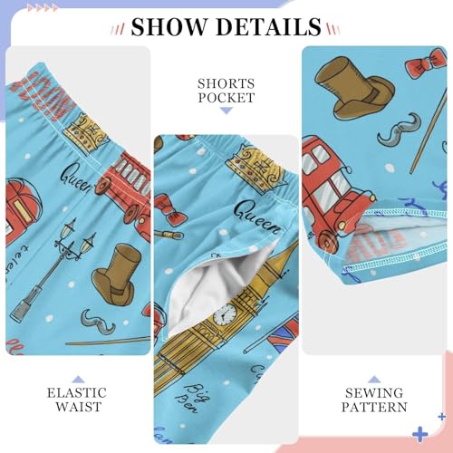 London Bus Queen Boys Long Pants Soft Trousers Elastic Waist Kids Lounge Bottoms with Pockets S-XL4