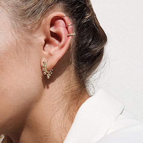 MEVECCO Dainty Gold Hoop Earrings for Women 18K Gold Plated Spike Huggie Hoop Earrings Geometry Handmade Minimalist Hypoallergenic Hoop Earrings for Her Gifts2