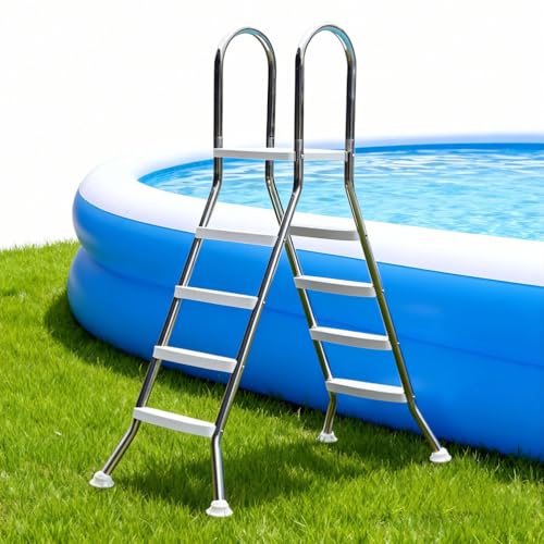 Escalera para piscina de acero inoxidable 4 peldaños miniatura 1