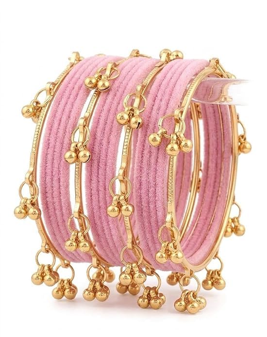 Woman's Designer Silk Thread Bangles Set with kashmiri Ghungroo|Traditional Ethnic Bangles Set for Women|Wedding, Festival & Party bangles|Set of 16 (12 Thread Bangles + 4 Ghungroo Bangles)-image-35