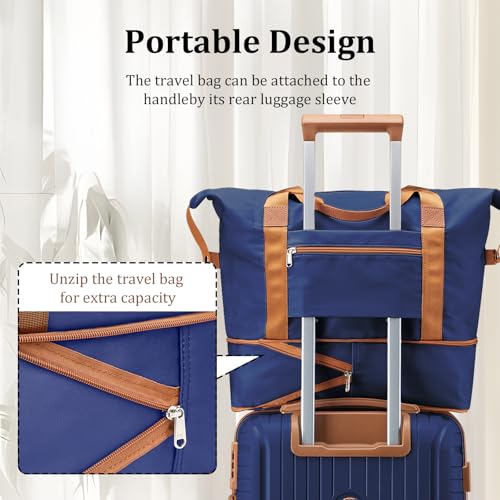 Image of Joyway Luggage Sets 5 Piece PP Hardshell Carry on Suitcase, Travel Lightweight Carry-on with Double Spinner Wheels and TSA Lock, Blue