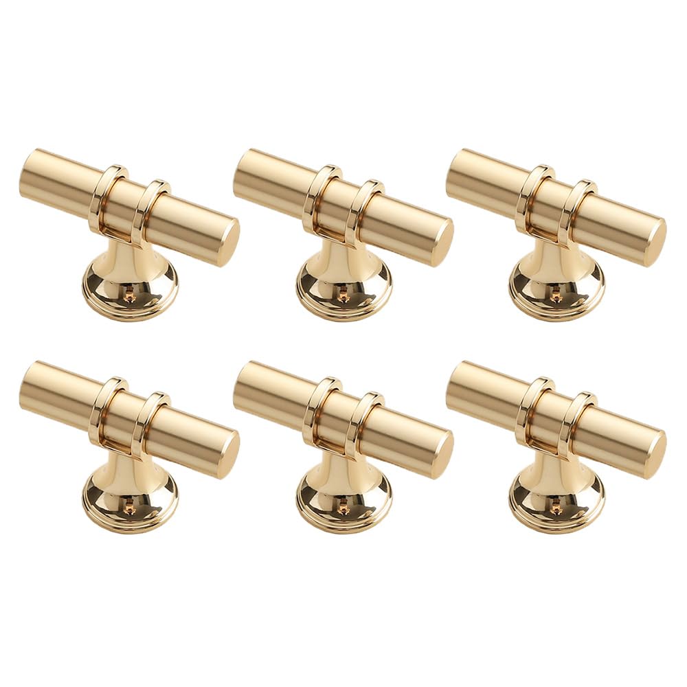 Pidynx 20 Pack Gold Cabinet Knobs 1.97" T Bar Drawer Knobs Zinc Alloy Single Hole Pulls for Dresser 50mm Cupboard Handles for Kitchen Wardrobe Cabinet Hardware