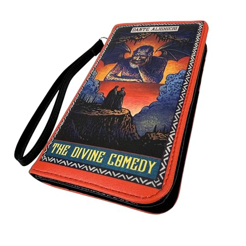 Image of Women's Bifold Wallet Divine Comedy Book Wristlet, Orange 7 Inch