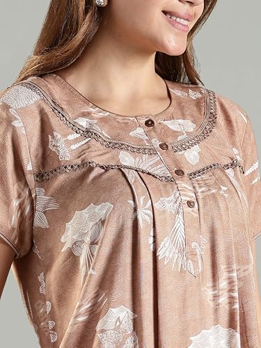 Image of 9shines Label Premium Alpine Maxi Designer Nighty | Floral Print Maxi for Women | Night wear for Women | | Full Length Night Gown for Women | Night Dress for Women Stylish (2467)