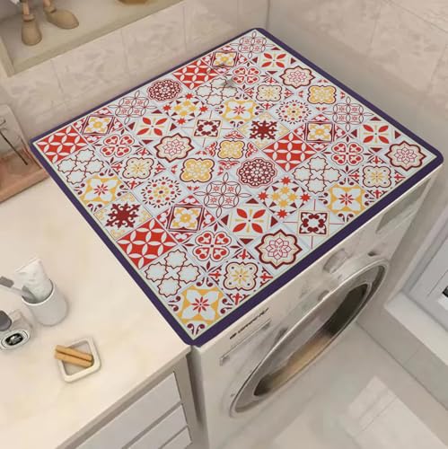 Image of HomeCloud Rubber Washing Machine Mats For Top Of Washer, Washing Machine Protective Mats, Dish Drying Mat, Non-Slip Waterproof Washer Dryer Dust Cover Mat For Laundry & Kitchen (60Cm X 60Cm) (Multi)