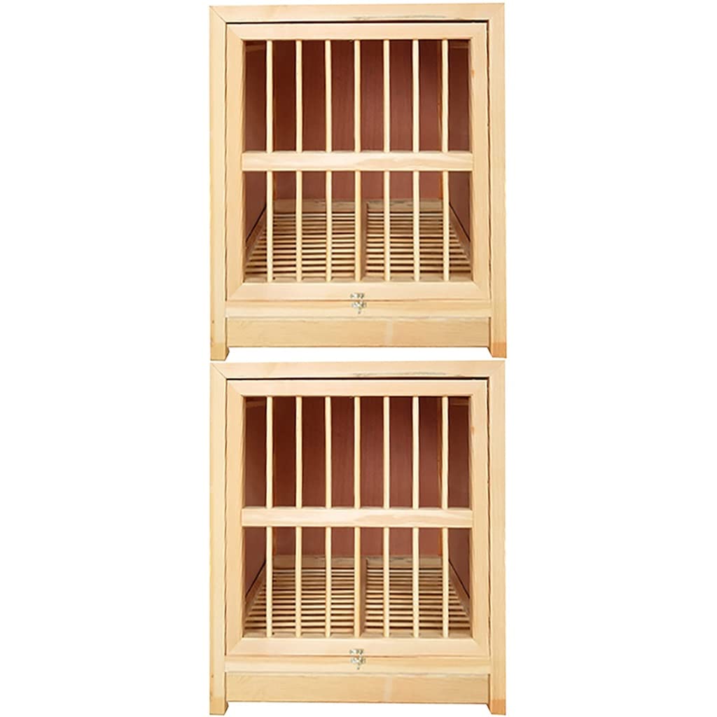 Jaula para Aves Independiente De Madera Maciza, Jaula para Palomas con Bandeja Extraíble para Excrementos, Nido para Palomas con Puerta Abatible, Apilable Y Fácil De Instalar(Natural*2)