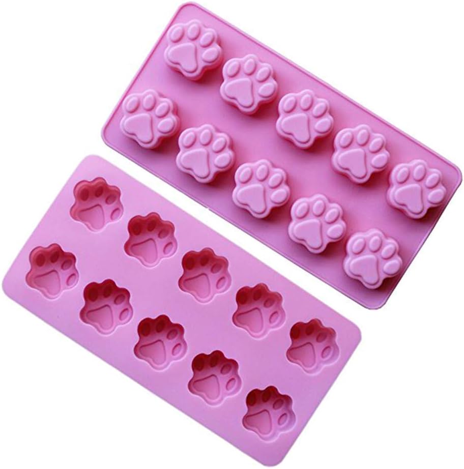 2 Pack Value Silicone Molds Mini Pet Paw Print Animal Paw Print for Homemade Dog Treats, Baking Chocolate Candy, Oven Microwave Freezer Safe (Mini Paw (2 Pack))