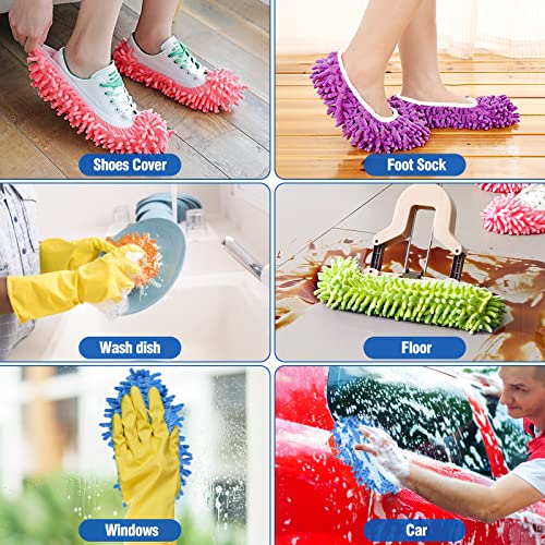 10 Stück Wischmopp-Hausschuhe für Bodenreinigung, waschbar, wiederverwendbar, Mikrofaser-Staubmopp-Socken für Damen, Herren, Kinder, Fußstaub, Haarreiniger, Kehrhaus, Büro, Badezimmer, Küche