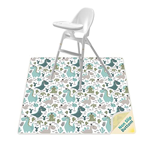 Image of Splat Mat for Under Baby High Chair, 43.3″ Anti-Slip Spill Mat, Waterproof and Machine Washable Splash Mat, Protect Floor from Dirty Mess