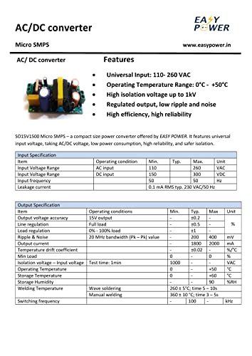 Image of (110-260) VAC to 15V / 1.5 A SMPS Module with Line Filter