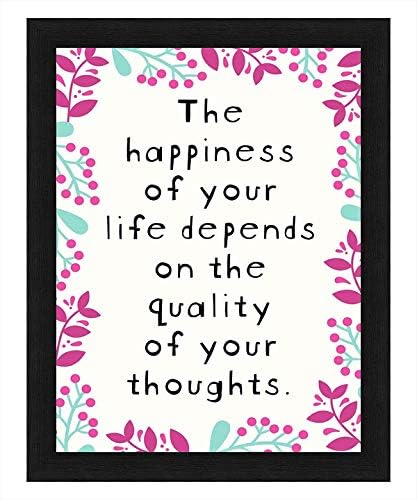 Interio Crafts The Happiness of Your Life Motivational Quote Wall Framed Poster for Office and Home Decor,Synthetic Wood, Black, 13 X 10 inches