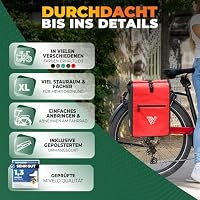 MIVELO 2in1 Fahrradtasche für Gepäckträger I Gepäckträgertasche wasserdicht inkl. Schultergurt - Fahrrad Tasche Set (Carbon-Rot) – Ansicht 5