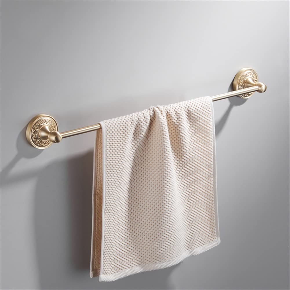 GLETSF European-Style Golden Full Brass Towel Bath Towel Rack Holder Bar, Bathroom Rack Hardware Pendant