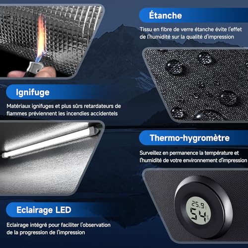 YOOPAI Caisson Imprimante 3D avec Fente pour Lumière, Thermo Hygromètre, Kit de Ventilation pour ANYCUBIC Kobra 3/2 Neo/2 Pro, Creality Ender 3/Ender 3 Pro/Ender 3 V2/Ender 3 S1/Neo – vue 7