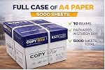 Papier à copier format lettre A1 5 000 feuilles, papier multifonctionnel premier choix, pour imprimante à jet d'encre / fax / photocopie, 97 luminosité, 20 lb, format lettre 8,5''x11'', 500 feuilles / ramette, 10 ramettes