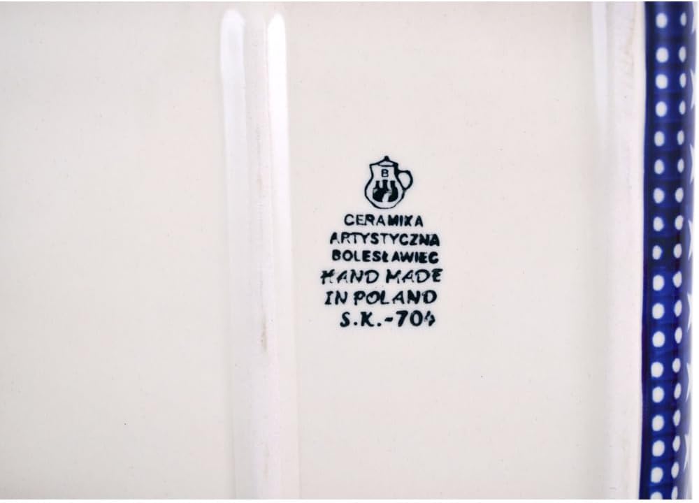 Polmedia Polish Pottery Rectangular Baker with Handles - Midnight Stars Pattern Handmade in Boleslawiec Poland by Ceramika Artystyczna + Certificate of Authenticity