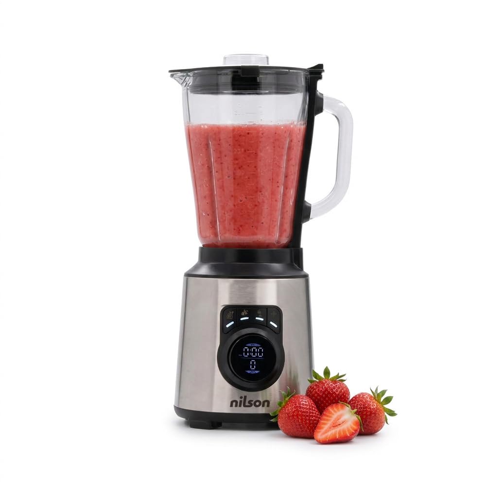 Batidora de Vaso Nutricional, 1200 W Potencia Máxima, Capacidad 1,5 L, 9 Velocidades, Display LED Manual, Tritura, Mezcla y Pica Hielo, Función Turbo, NTB1200DX, Cable 80 cm, Inox