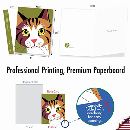 Image of The Best Card Company 10 Assorted Thank You Cat Lovers Notes Bulk Box Set 4 x 5.12 Inch with Envelopes (10 Designs, 1 Each) For Men and Women, Cubic Cats M6730TYG