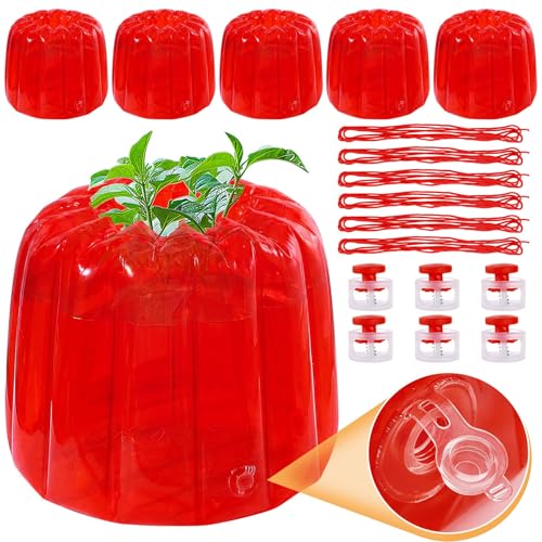 6 Pack Wall of Water Plant Covers for Tomato Heavy Duty 7mil Durable Tomato Water Walls Easy Fill Red Plant Covers Freeze Protection for Heat-Loving Vegetables Like Cucumbers and Peppers