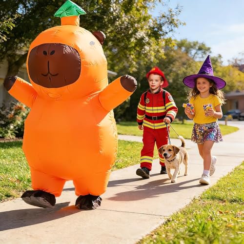 Yeffute Aufblasbares Capybara-Kostüm für Erwachsene, aufblasbare Halloween-Kostüme, lustige Tier-Aufblaskostüme (Braun)