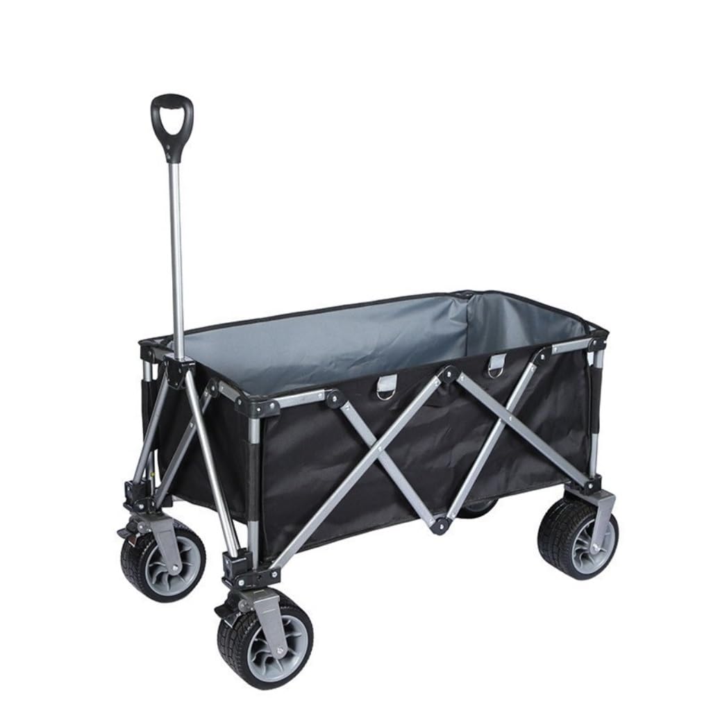Trolleys， Outdoor Camping Trolley Picnic Portable Fishing Stall Shopping Foldable Cart(Black)