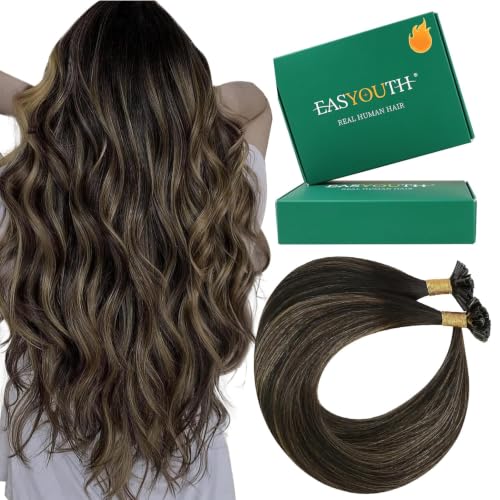 Image of Easyouth Balayage U Tips Hair Extensions Human Hair, 14 Inch 50G 50S, Ktip Extension, Straight Utip for Short Hair with Invisible Design