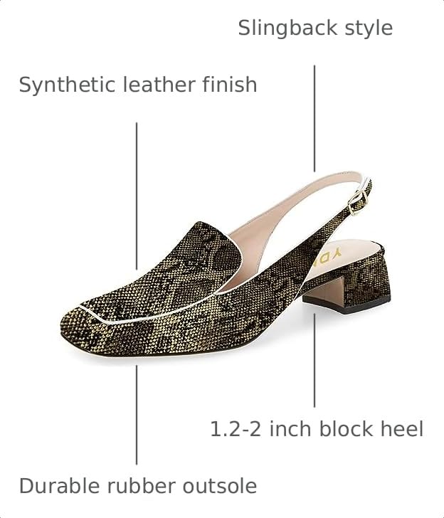Image of YDN Women Closed Square Toe Block Low Heels Slingback Formal Loafer Dressy Shoes Office Lady Pump Size 4-15 US