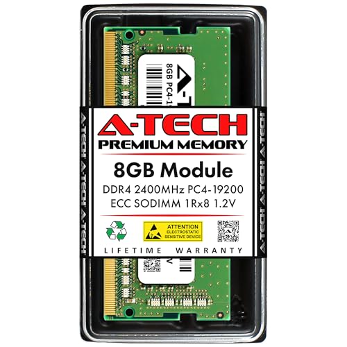 Image of A-Tech 8GB DDR4 2400MHz PC4-19200 ECC SODIMM 1Rx8 Single Rank 1.2V 260-Pin RAM Memory Upgrade Module for Microserver, Workstation, and Networking Platforms