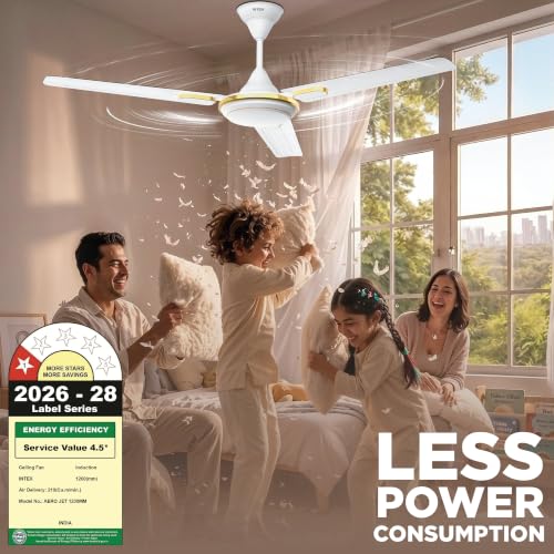 Image of Intex Aero Fighter Pro 1200MM Ceiling Fan | 380 RPM High Speed | 215 m /min Air Delivery | 14 Pole Motor | Double Ball Bearing | Inverter Compatible | Low Noise | Energy Efficient | White